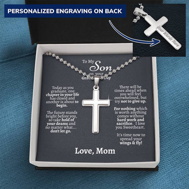 Son Graduation (Love Mom) Ball Chain Necklace - Love You This Much
